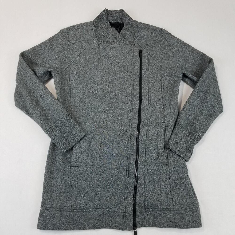 Lululemon Jacket Womens Medium 10 Gray Back To It Wrap Asymmetrical Full Zip
